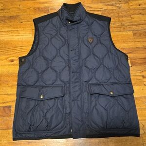Polo Ralph Lauren Suede Trim Diamond Quilted PrimaLoft Navy Vest XL